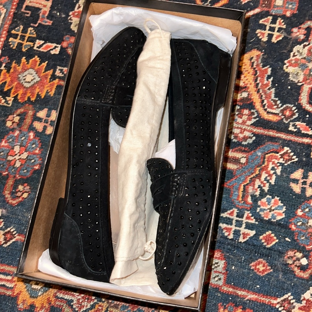 J. Crew Black Studded Loafers